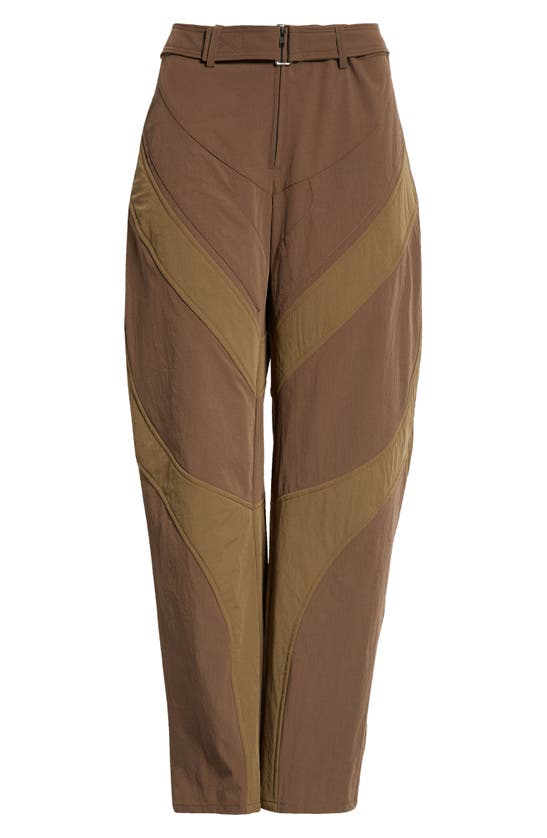Shop Miaou Casey Belted Colorblock Pants In Olive