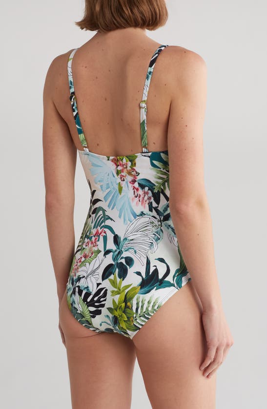 Shop Jantzen High Neck One-piece Swimsuit In Multi Colored