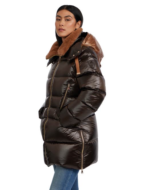 Pajar Lyra Channel Quilted Puffer With Detachable Hood In Dark Oak