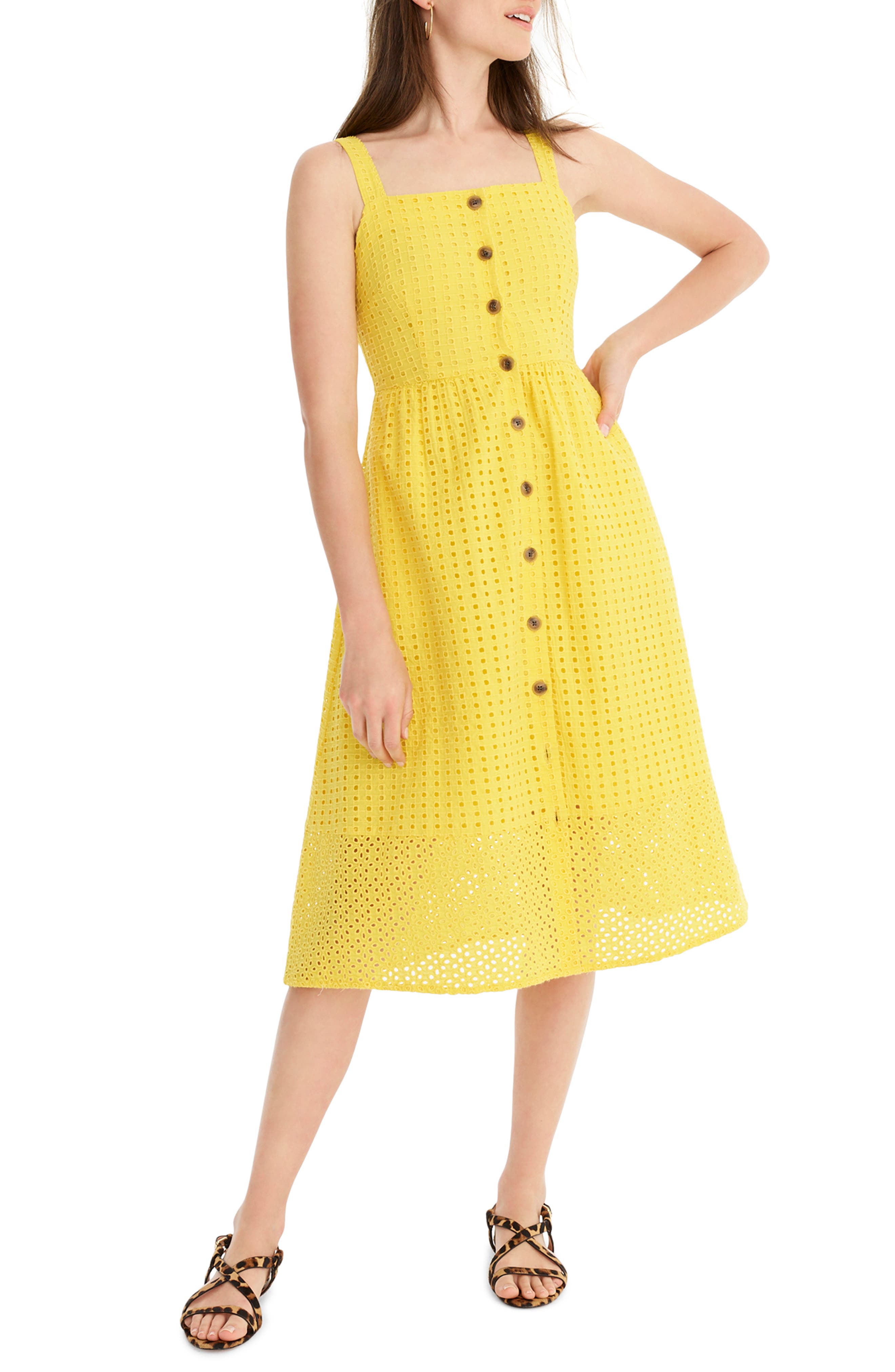 J.crew Button Front Eyelet Sundress, Yellow