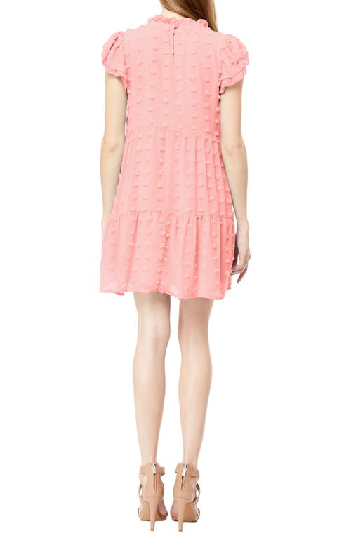 Love By Design Kelsey Chiffon Mini Swiss Dot Dress In Rose Petal