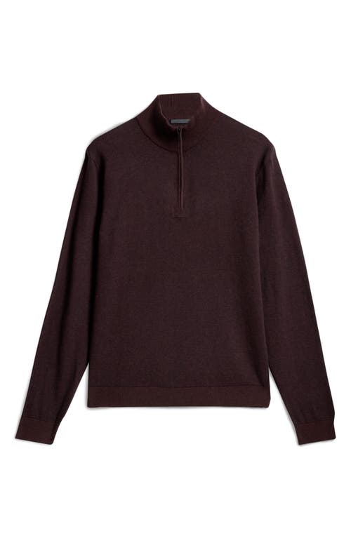 Shop John Varvatos Grand Birdseye Half-zip Cotton & Cashmere Pullover In Oxblood