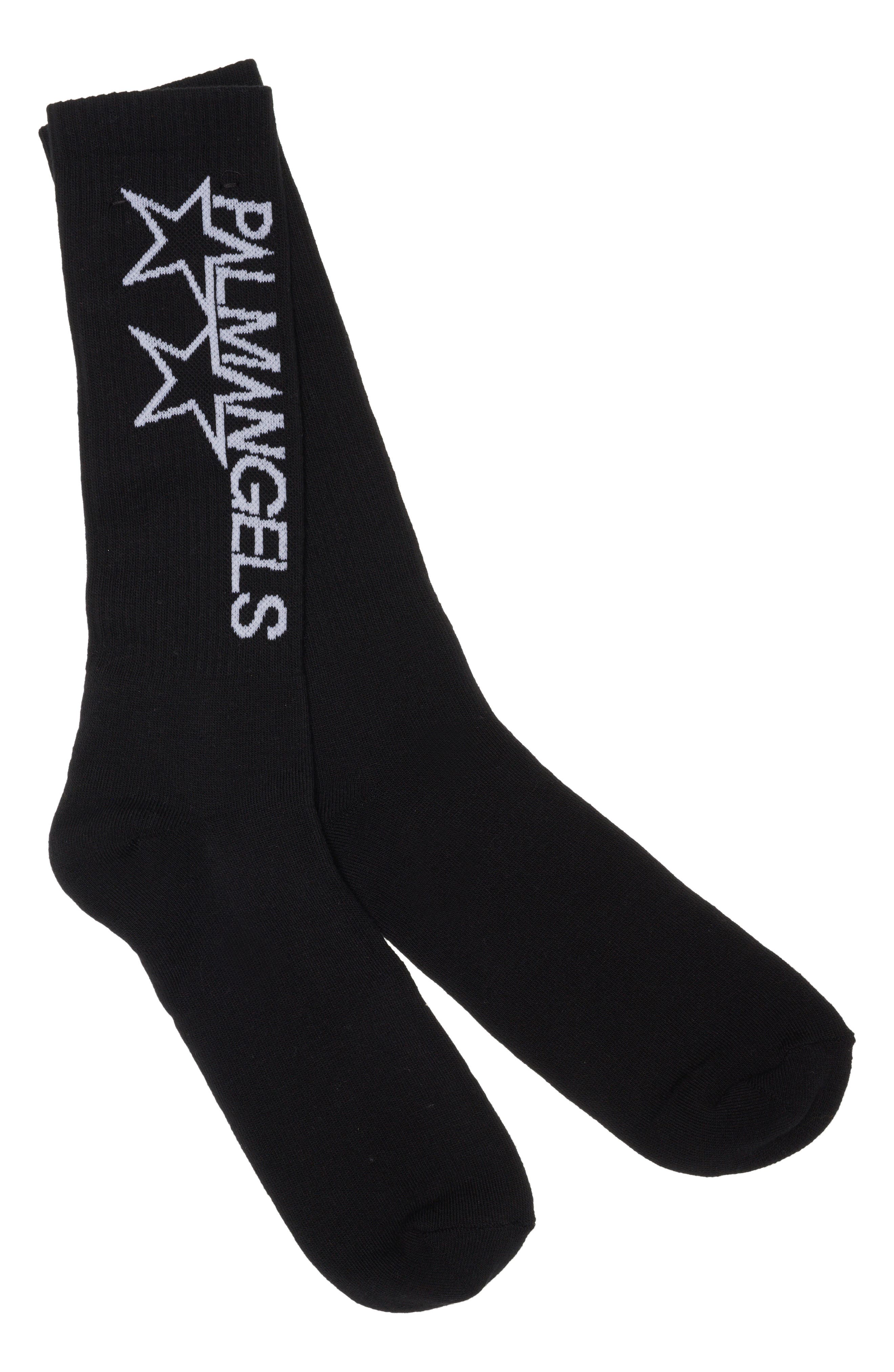 Palm Angels Racing Stars Logo Socks in Black White at Nordstrom, Size Small