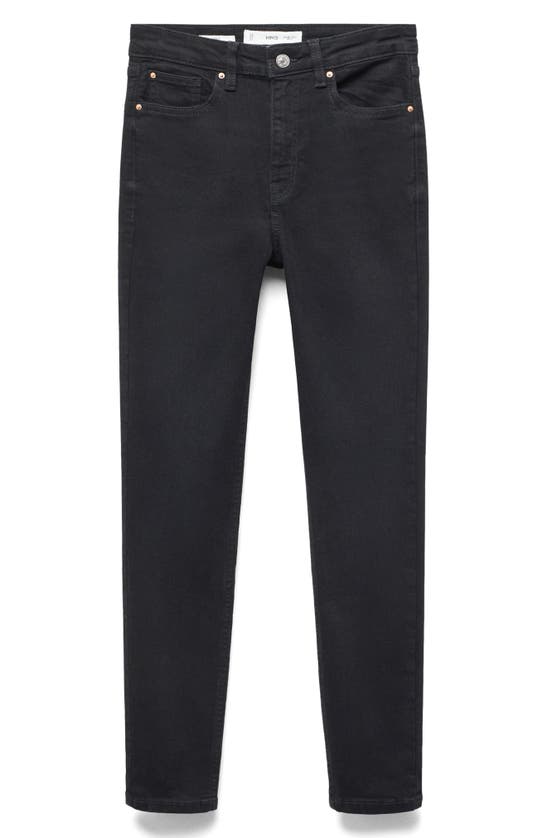 Mango High Waist Skinny Jeans In Black Denim