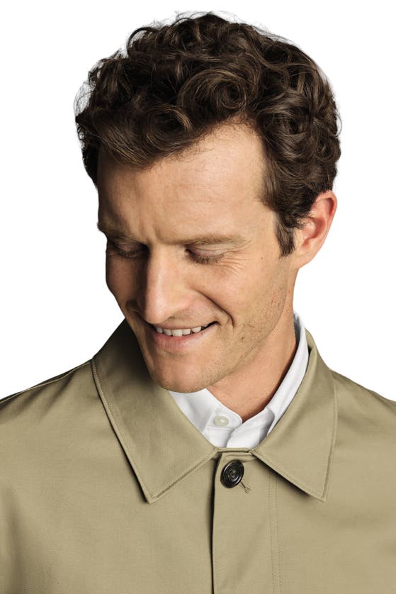 Shop Charles Tyrwhitt Classic Showerproof Cotton Raincoat In Limestone