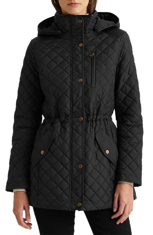 Shop Lauren Ralph Lauren Quilted Hooded Jacket In Black