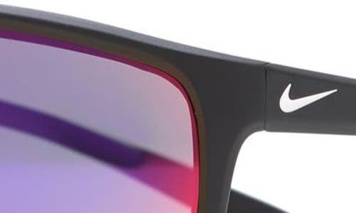 Shop Nike Adrenaline 66mm Oversize Rectangle Sport Wrap Sunglasses In Matte Black/grey