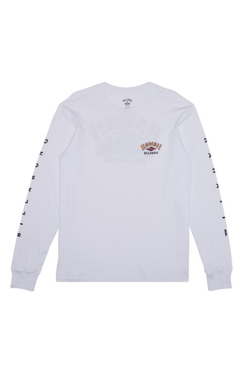 Billabong Arch Hi Long Sleeve Graphic T-Shirt in White 