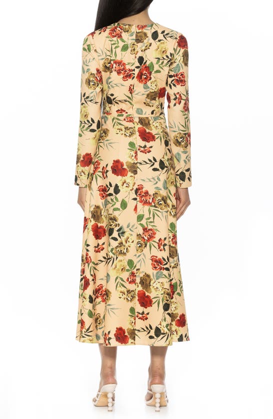 Shop Alexia Admor Ophelia Long Sleeve Midi Dress In Beige Rose