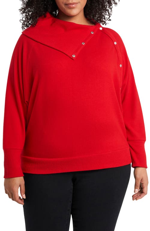 Vince Camuto Foldover Neck Long Sleeve Top Ultra Red at Nordstrom,