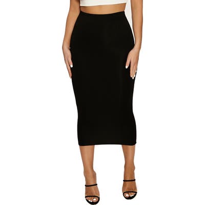 Naked Wardrobe Bae-Sic Midi Skirt, Black