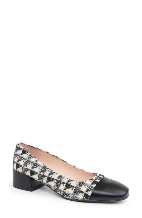 Shop Patricia Green Preston Tweed Cap Toe Pump In Black/cream Tweed