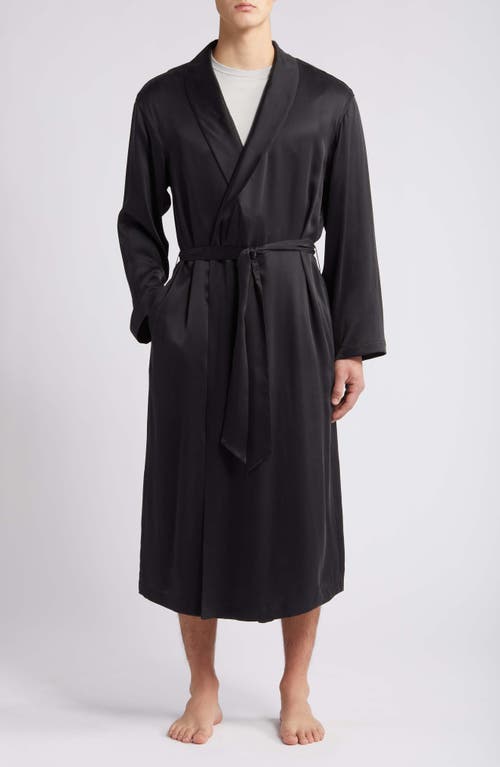 Washable Silk Robe in Immersed Black
