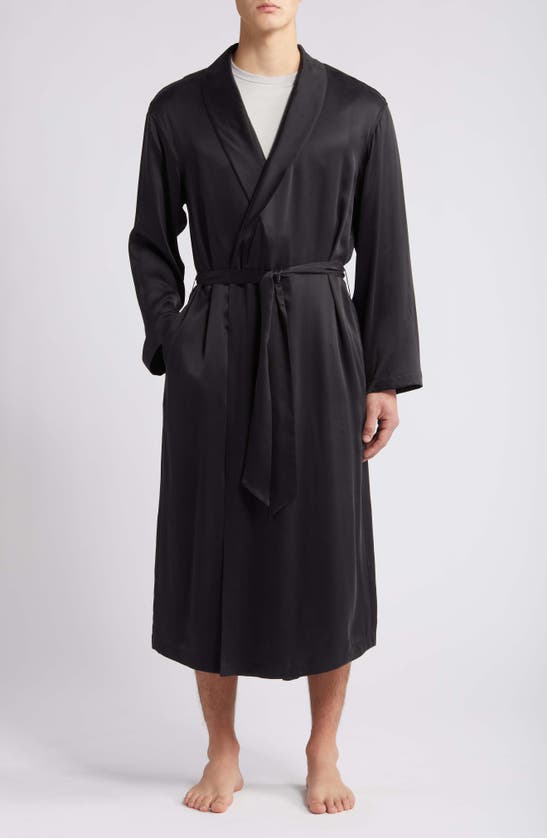Lunya Washable Silk Robe In Black