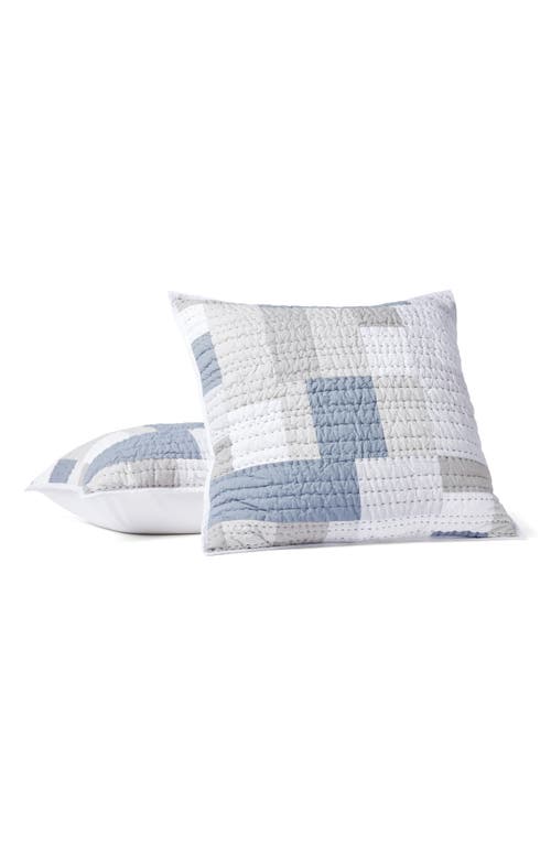 Coyuchi Seascape Patchwork Set of 2 Organic Cotton Pillow Shams in Alpine White W/Multi