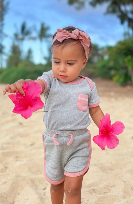 Shop L'ovedbaby Organic Cotton T-shirt & Shorts Set In Mauve Heather
