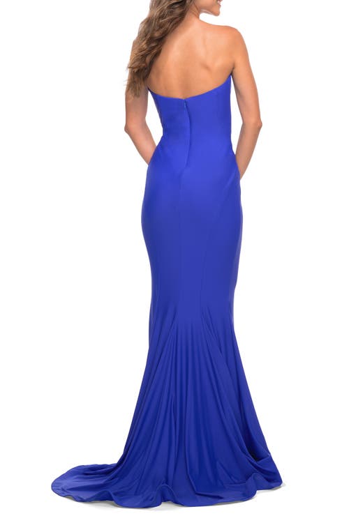 Shop La Femme Chic Jersey Gown With Sweetheart Neckline In Royal Blue