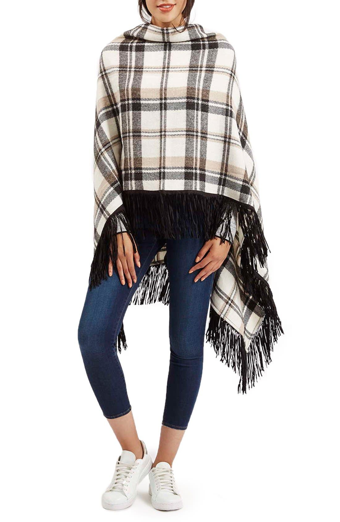 Plaid Cowl Neck Poncho Nordstrom