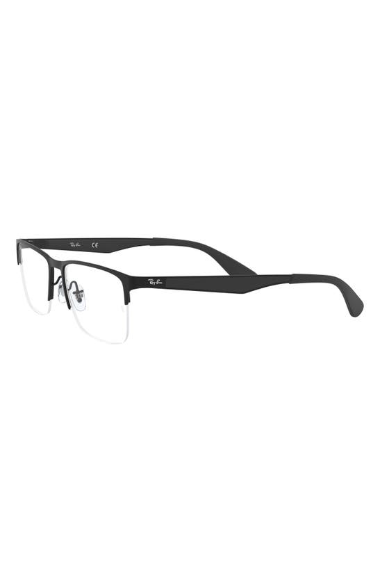 Shop Ray Ban Ray-ban 54mm Semi Rimless Rectangular Optical Glasses In Matte Black