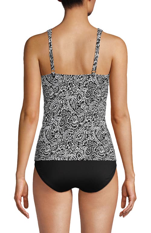 Shop Lands' End Wrap Underwire Tankini Top Swimsuit In Black/white Decor Paisley