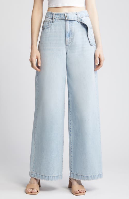 Belted High Waist Wide Leg Jeans in Light Wash