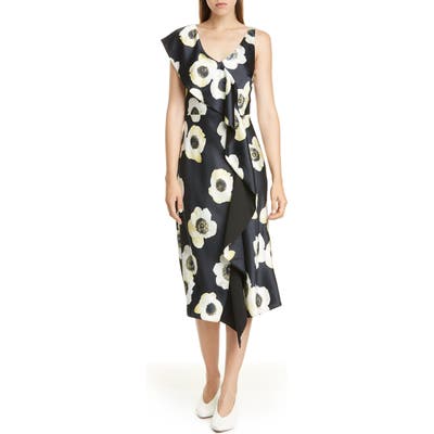 Hugo Kami Floral Faux Wrap Dress, Blue