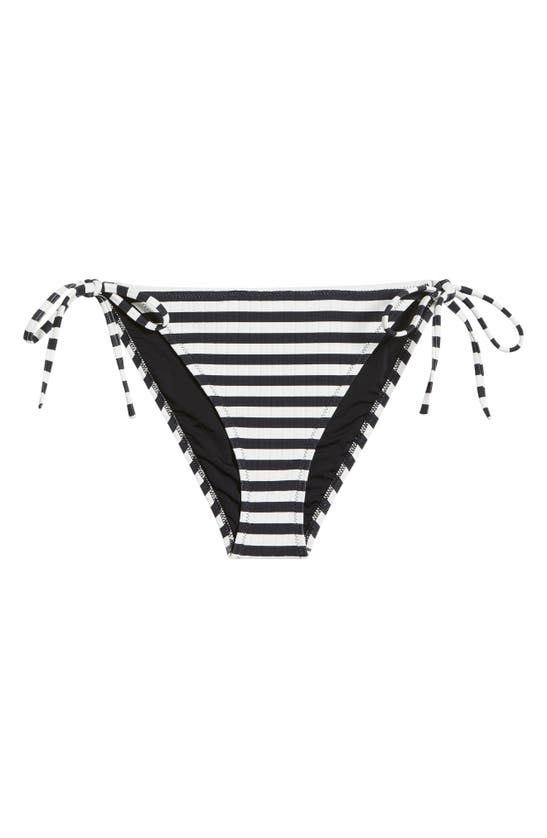 Shop Solid & Striped Iris Rib Bikini Bottoms In Blackout X Marshmallow
