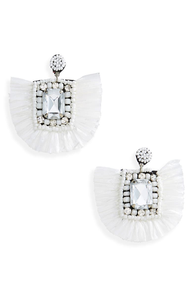 TOPSHOP Decor Raffia Earrings, Main, color, WHITE MULTI