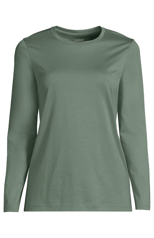 Shop Lands' End Relaxed Supima Cotton Long Sleeve Crew Neck T-shirt In Lily Pad Green