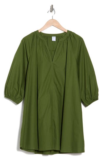 Shop Melrose And Market Poplin Mini Dress In Green Chive