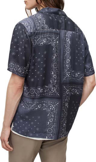 AllSaints Tikal Bandana Print Short Sleeve Shirt, Jet Black at John Lewis &  Partners