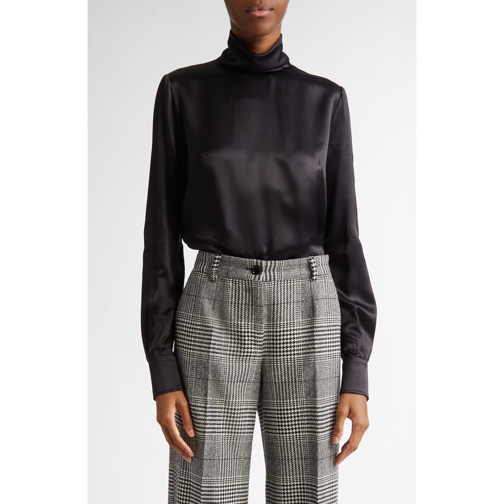 Dolce & Gabbana Dolce&gabbana Silk Turtleneck Top In N0000 Nero