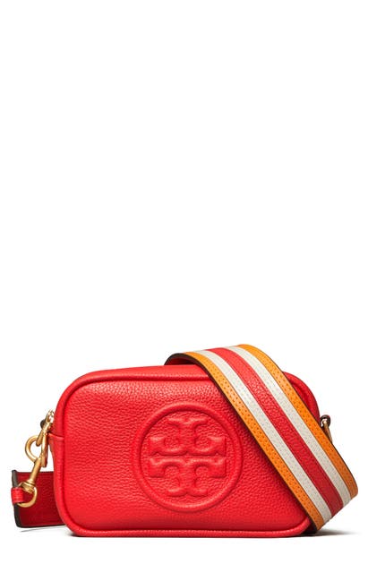 Tory Burch Perry Bombe Mini Leather Convertible Strap Shoulder Bag In Red