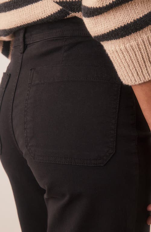 Marine Layer Bridget Cotton High Waist Wide Leg Crop Pants In Faded Black