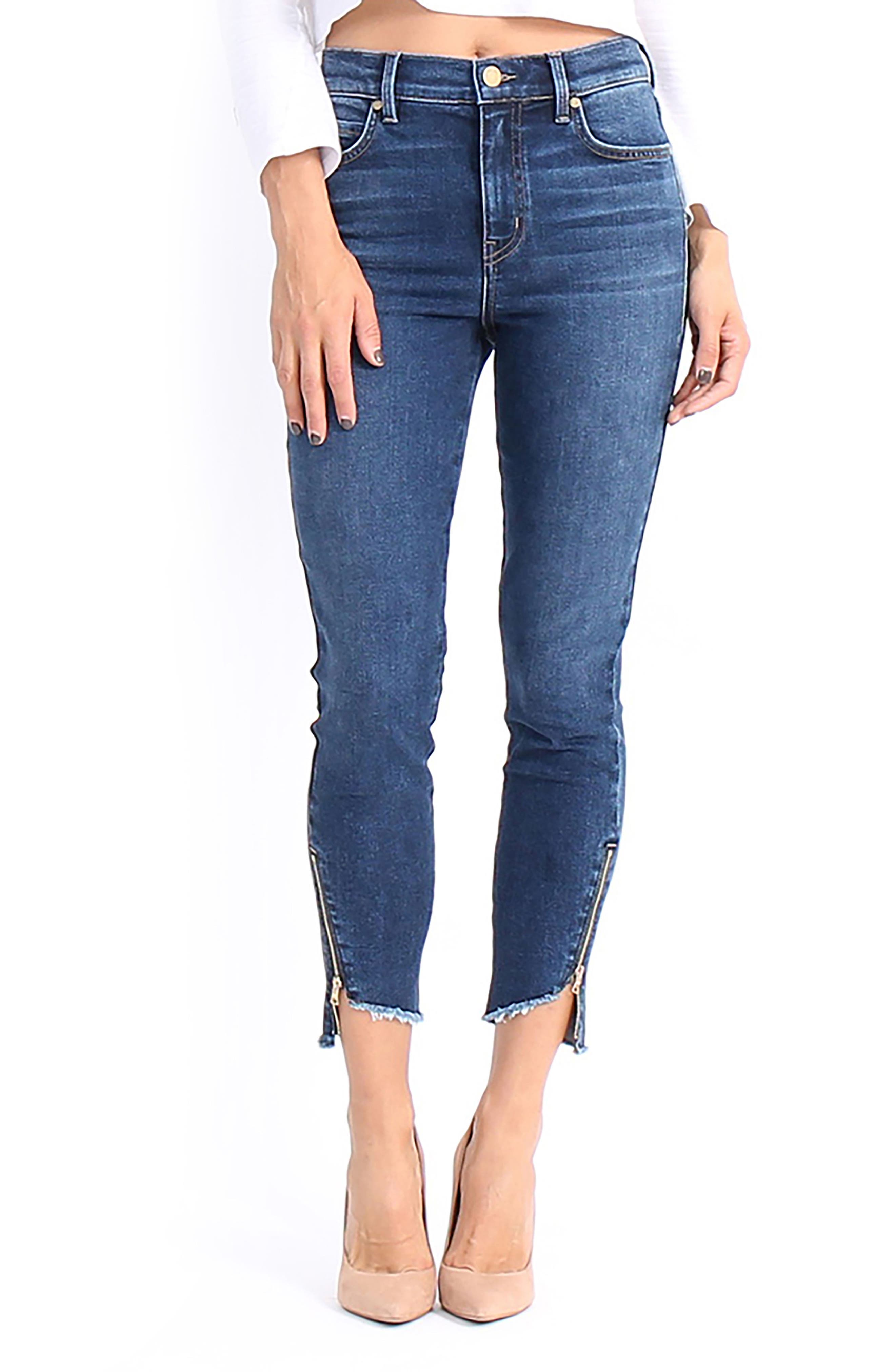 Level 99 Ellie Uneven Zip Slant Hem Jeans (Women) Nordstrom