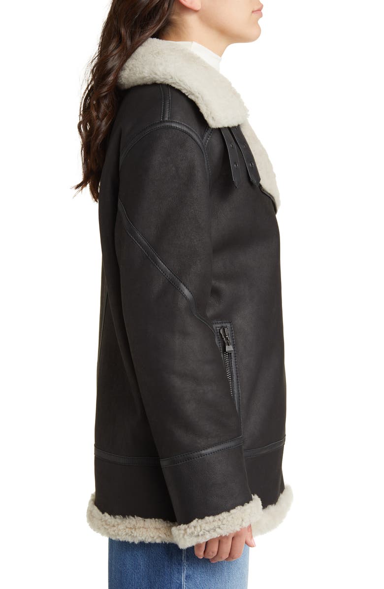 HiSO Martina Genuine Shearling Coat with Detachable Hood, Alternate, color, 