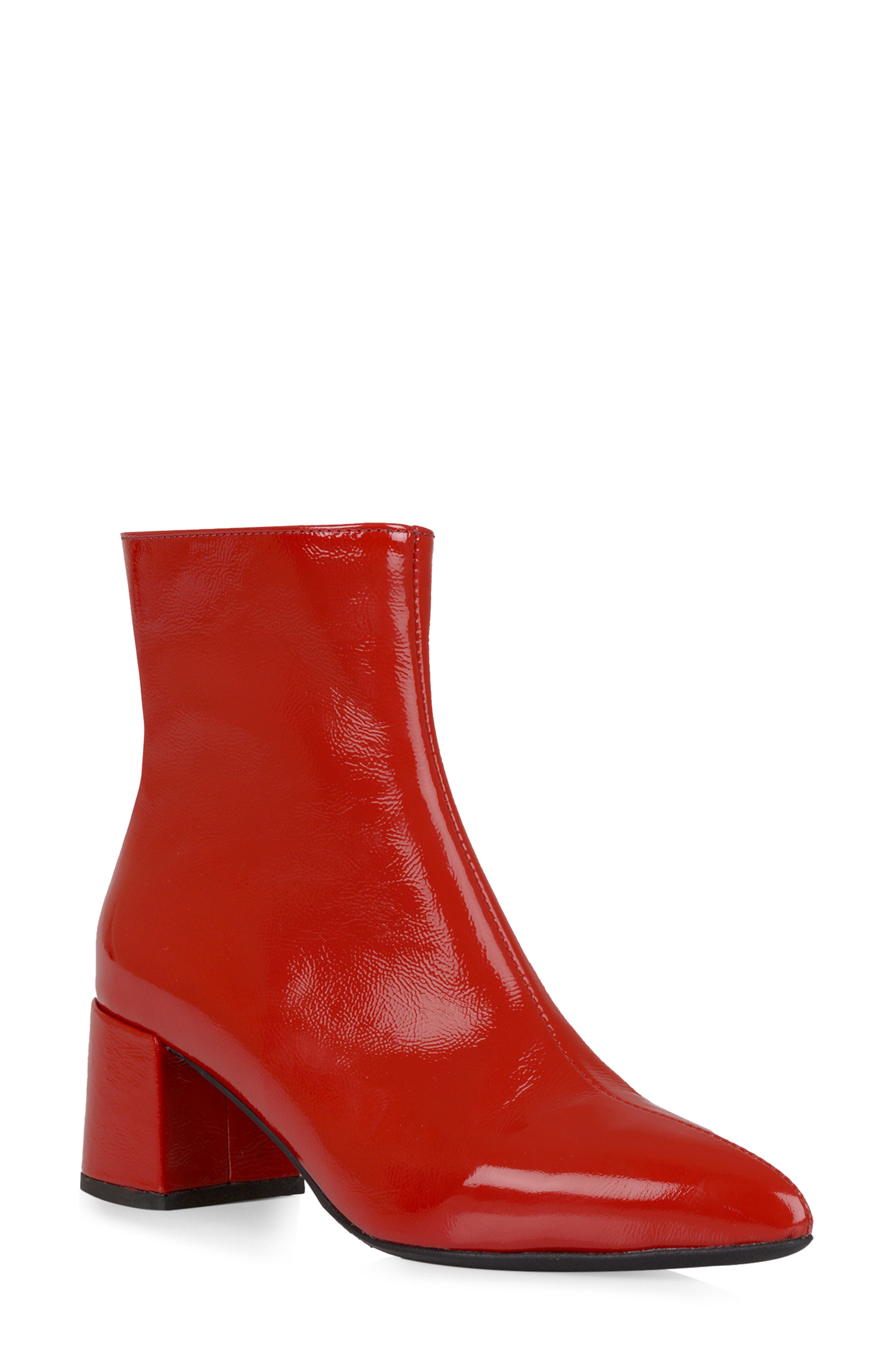 La Canadienne Darling Waterproof Pointed Toe Bootie In Red Crinkle Leather