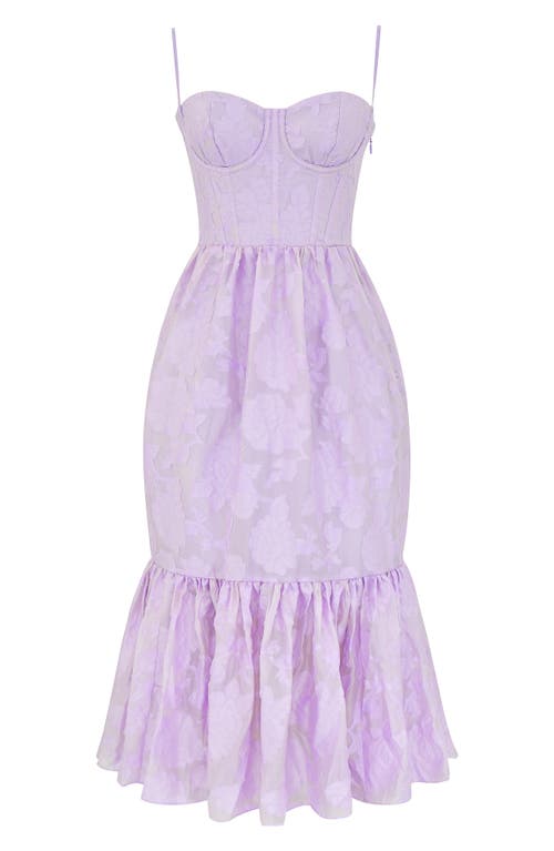 House Of Cb Mira Organza Corset Midi Dress In Pastel Lilac
