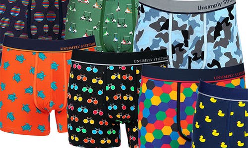 Unsimply Stitched Boxer Trunk 7 Pack In Grey Multi