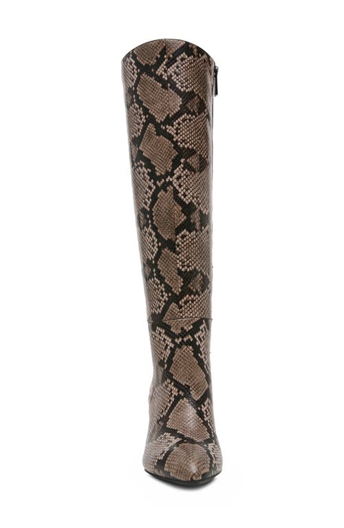 Shop Anne Klein Beth Snakeskin Embossed Knee High Boot In Natural/snake Pu