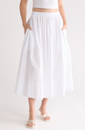 Shop Renee C Poplin Midi Skirt In White