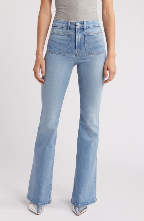 Shop Good American Good Legs Patch Pocket Flare Jeans In Indigo656