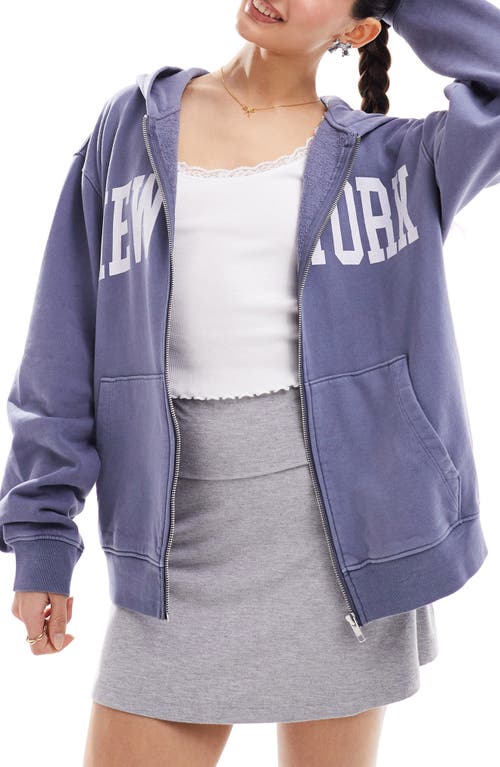 MISS SELFRIDGE MISS SELFRIDGE NEW YORK WASHED ZIP-UP HOODIE 