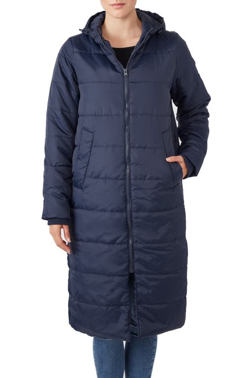 3-in-1 Long Quilted Waterproof Maternity Puffer Coat in Navy