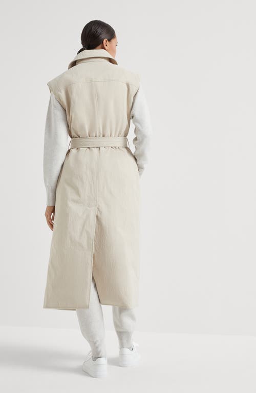 Shop Brunello Cucinelli Sleeveless Trench Coat In Beige