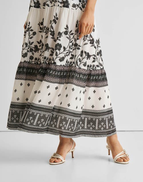 Reistor Strappy Tiered Maxi Dress In Vines And Twirls Black