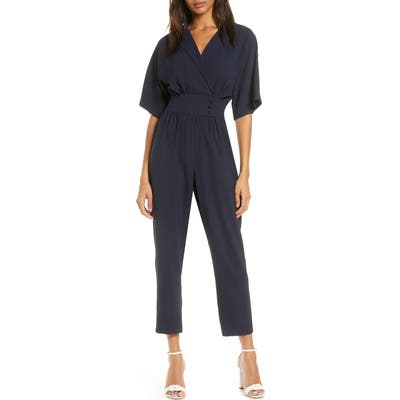 Eliza J V-Neck Crop Jumpsuit, Blue