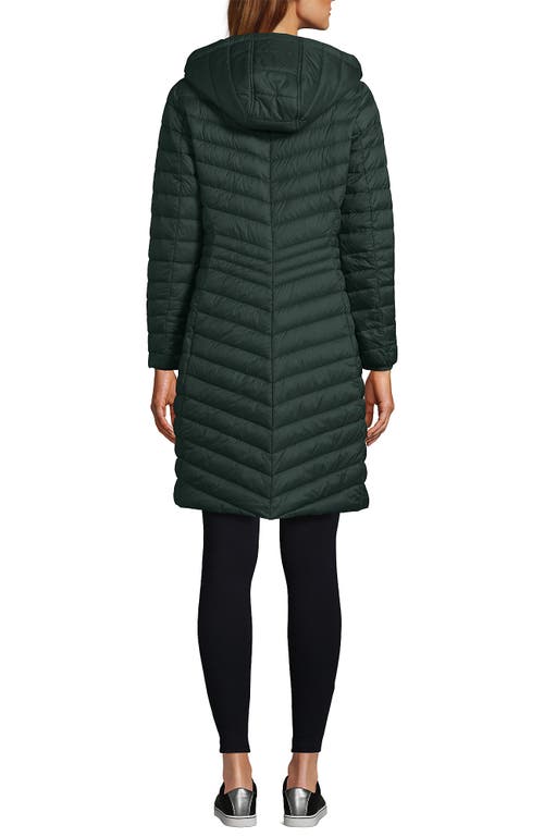 Shop Lands' End Ultralight Packable Long Down Coat In Evening Forest