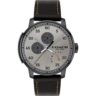 Coach Bleecker Multifunction Leather Strap Watch, 42Mm