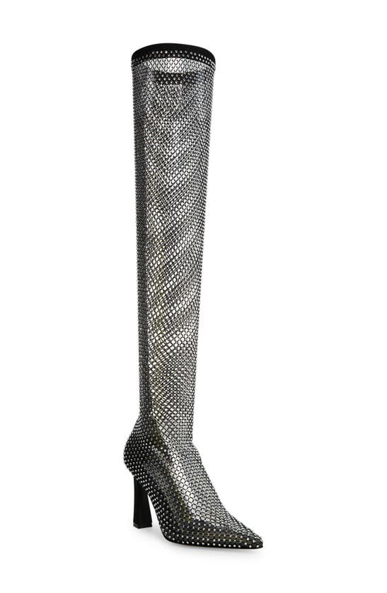 STEVE MADDEN SAPPHIRE CRYSTAL NET OVER THE KNEE BOOT